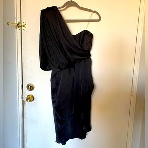 NWT! Do+BE One Shoulder black satin dress size M